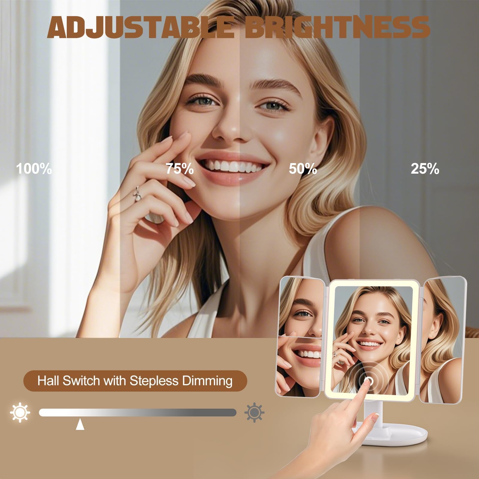 Miroir Lupow batterie rechargeable USB pour usage nomade