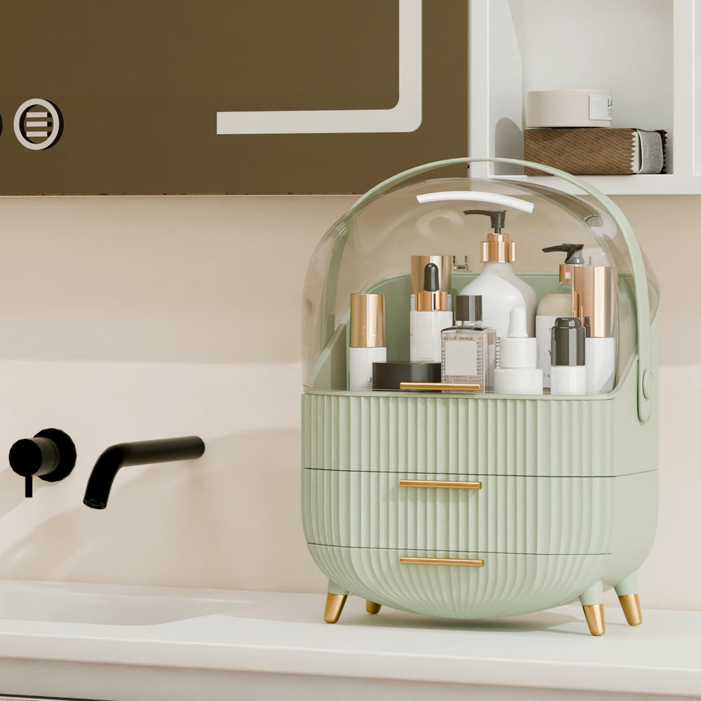 Lurcns Coffret maquillage transparent élégant avec protection et pratique.