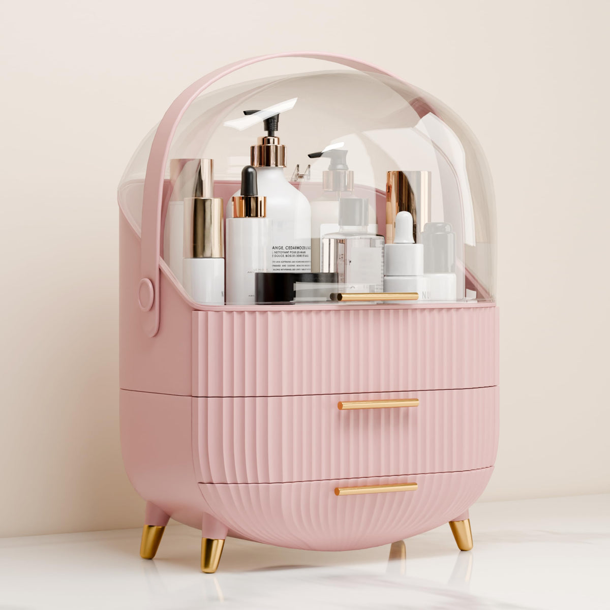 Lurcns organisateur maquillage avec palettes et pinceaux pour un accès rapide.