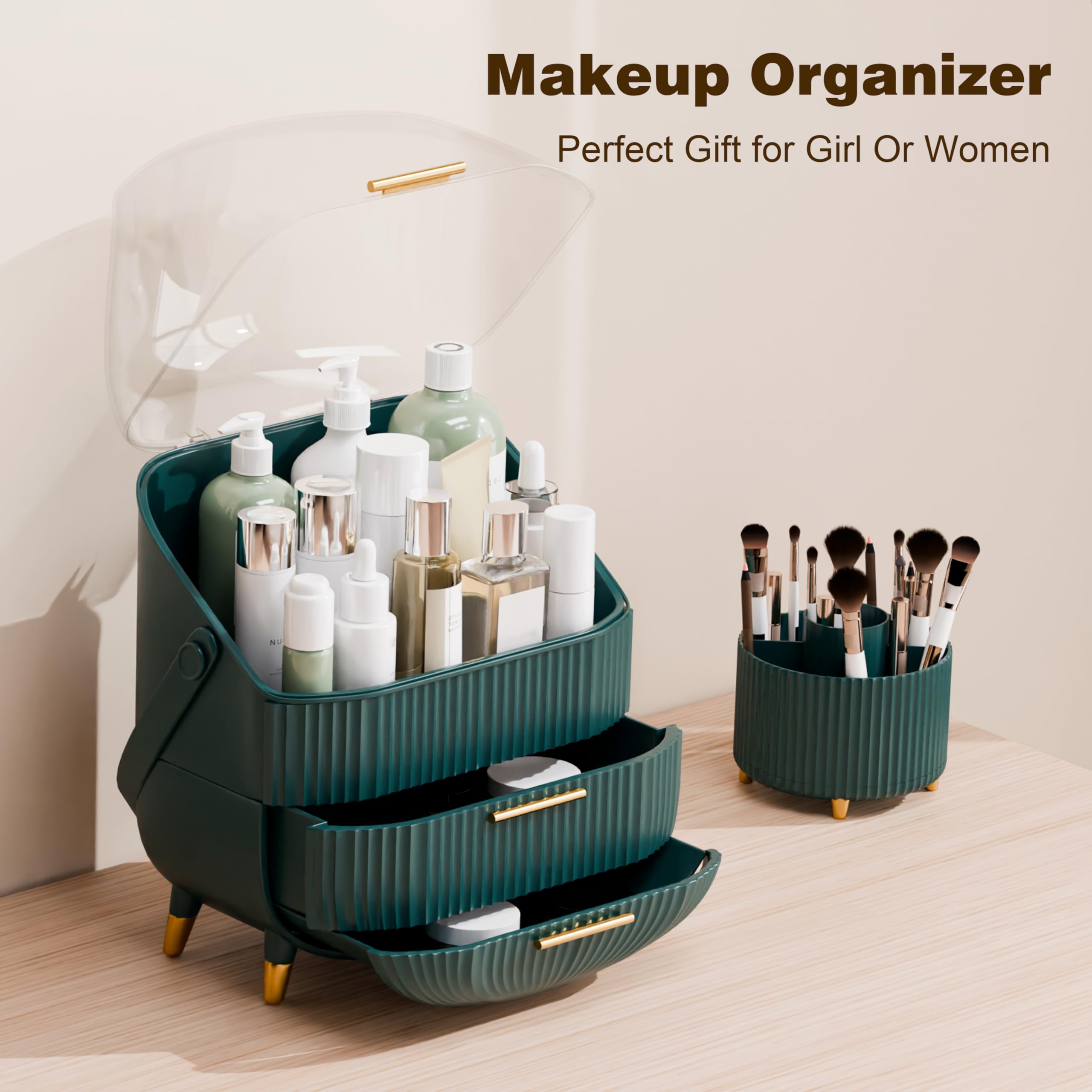 lurcns poignée-or: mobilité facilitée pour déplacer le rangement beauté.