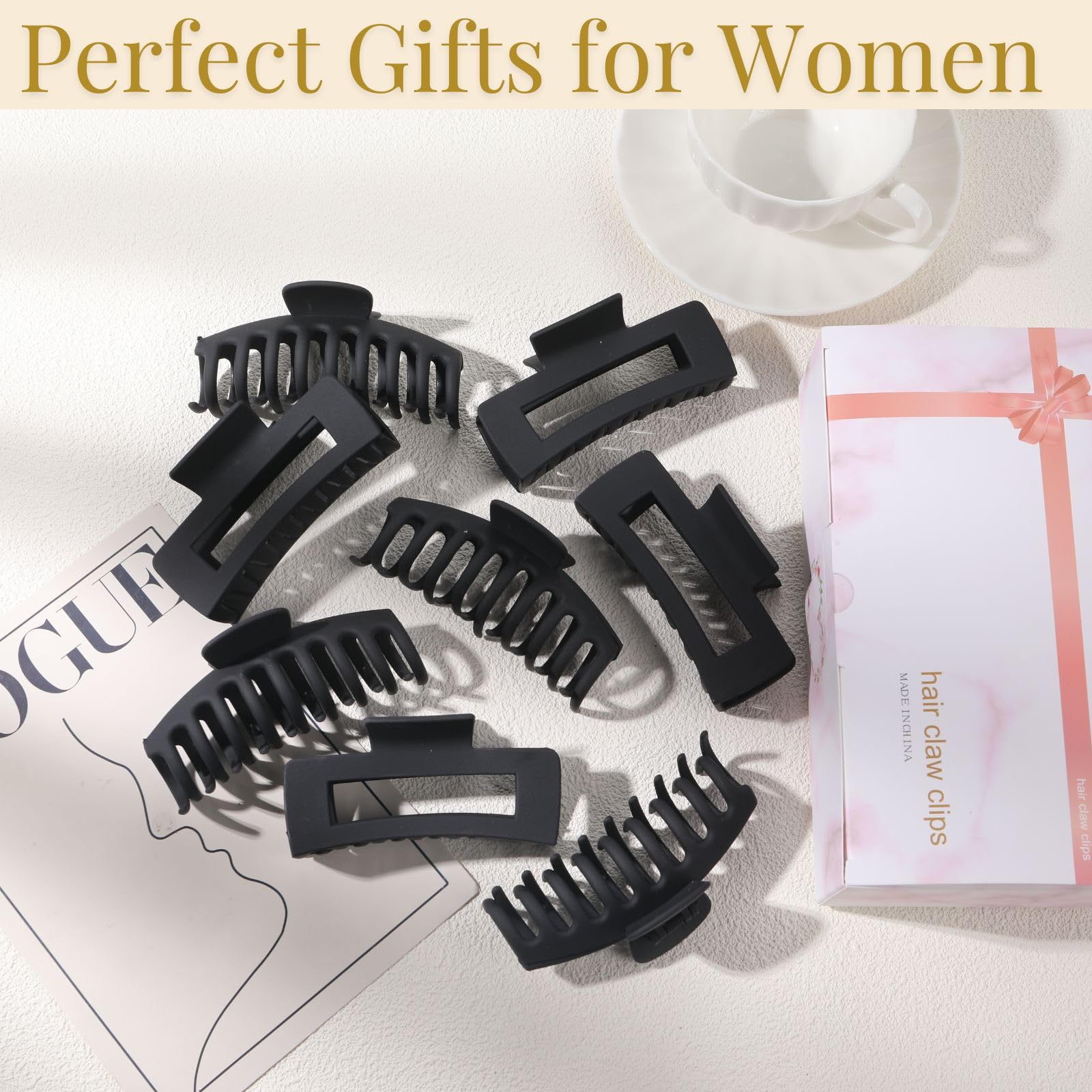 LuSeren pinces-cheveux noir 8-pack ouverture quasi 180° pour une installation facile.