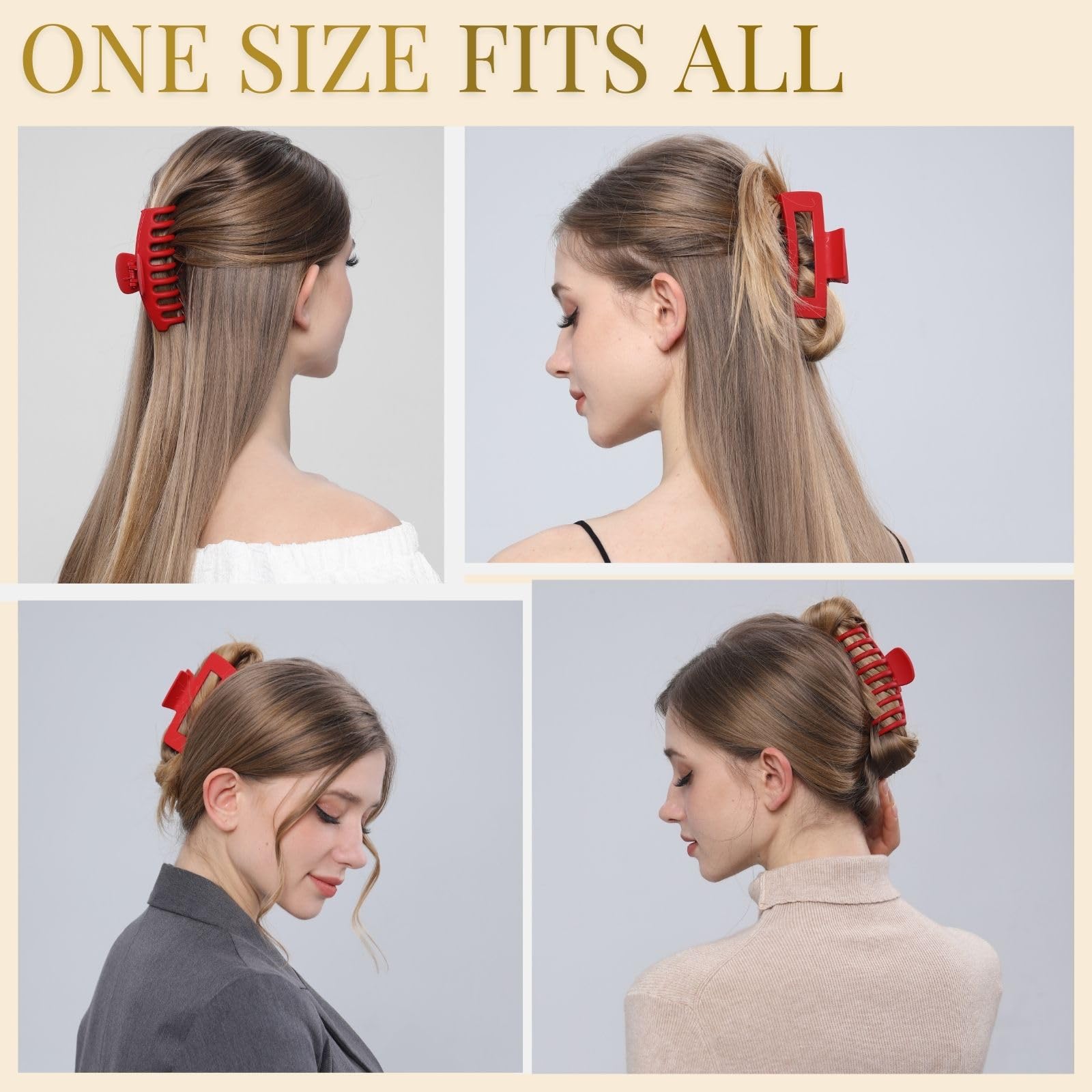 Pinces LuSeren rouges taille 4,33 x 1,85 pouces pour tous les cheveux.