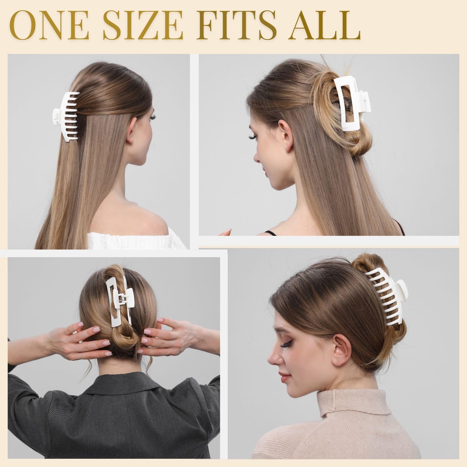 LuSeren pince à cheveux blanc mate avec adhérence non-slip.