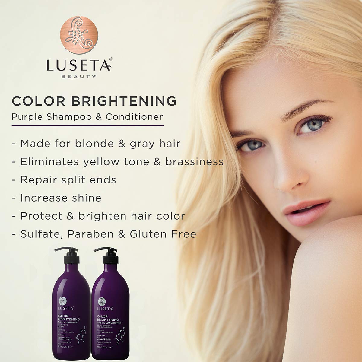 Après-shampoing violet Luseta en flacon, nourrit et démêle en douceur