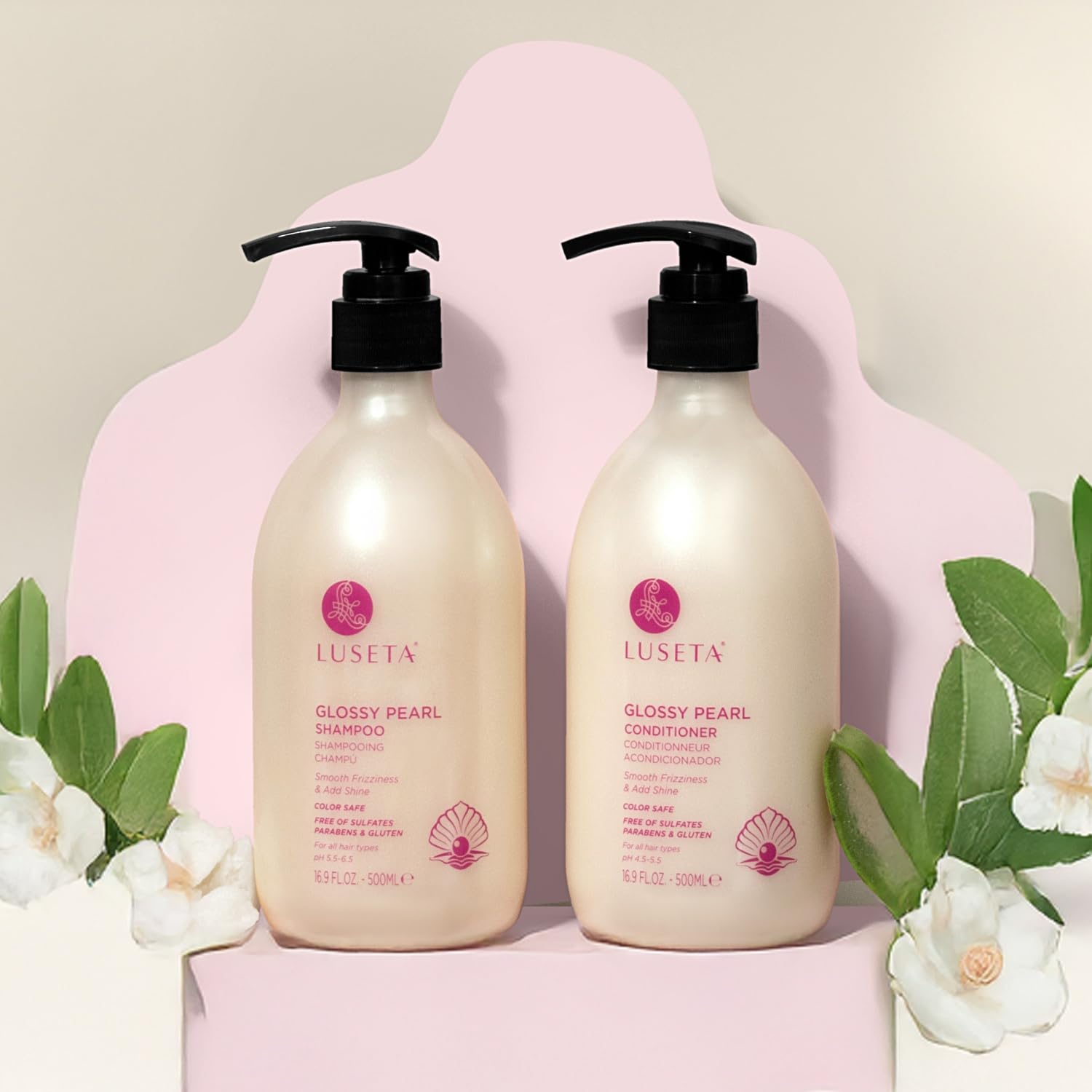 L Luseta Après-shampoing Perle Brillante en bouteille facilite démêlage.