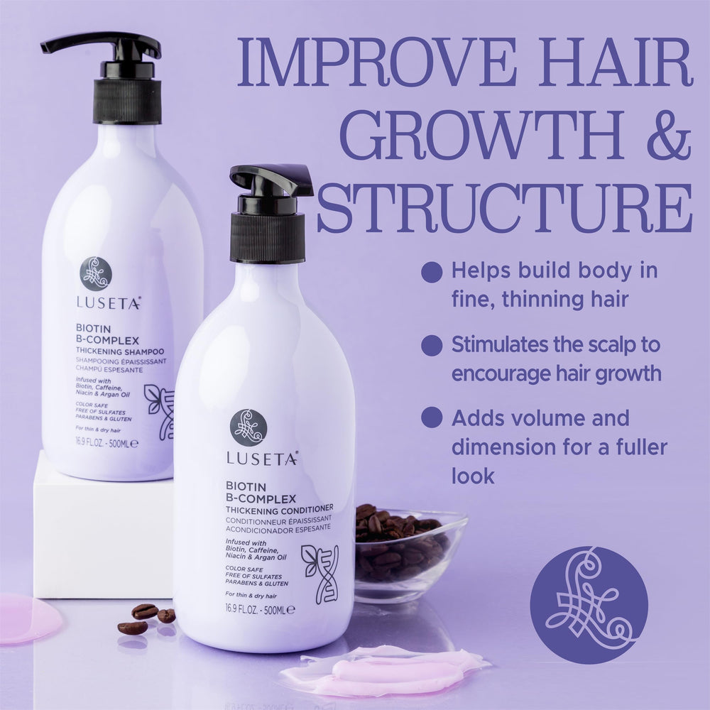 Shampoing B-Complex Luseta, cuir chevelu stimulé et cheveux plus épais.