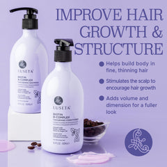 Shampoing B-Complex Luseta, cuir chevelu stimulé et cheveux plus épais.