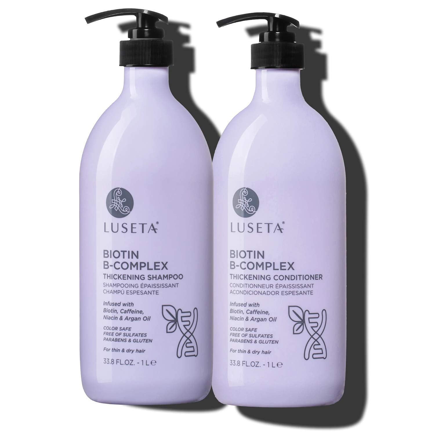 Luseta Biotin B-Complex Shampoing, bouteille visible, favorise la tenue et la brillance des cheveux.