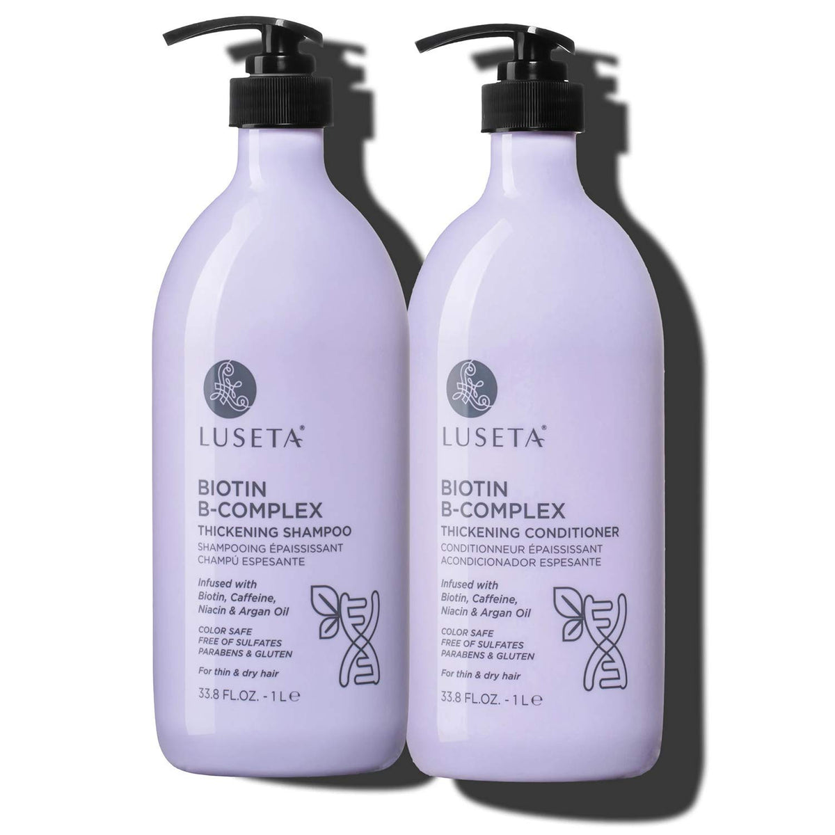 Luseta Biotin B-Complex Shampoing, bouteille visible, favorise la tenue et la brillance des cheveux.