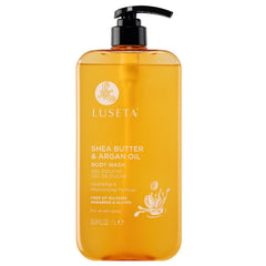 L Luseta gel-douche karité argan, bouteille hydratante au quotidien.