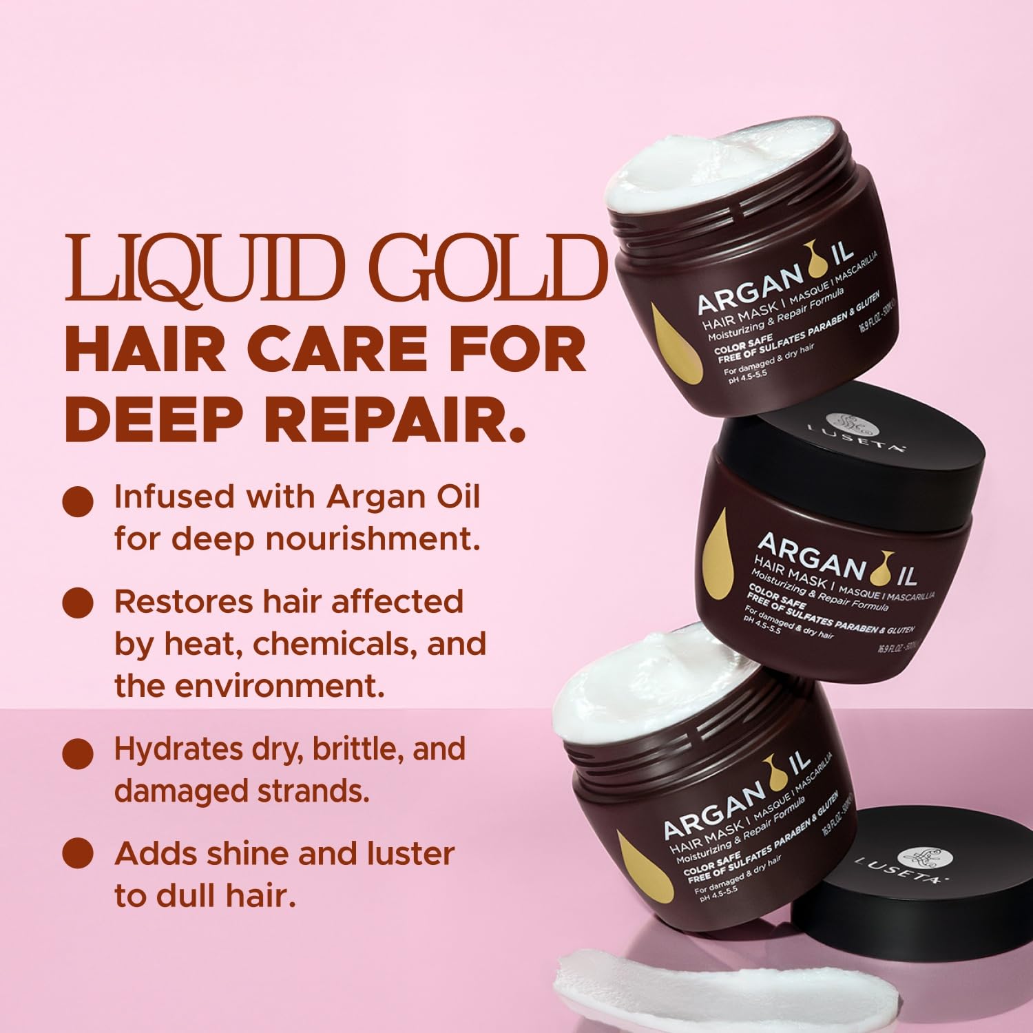 Cheveux secs après le shampooing Luseta Argan, soin nourrissant.