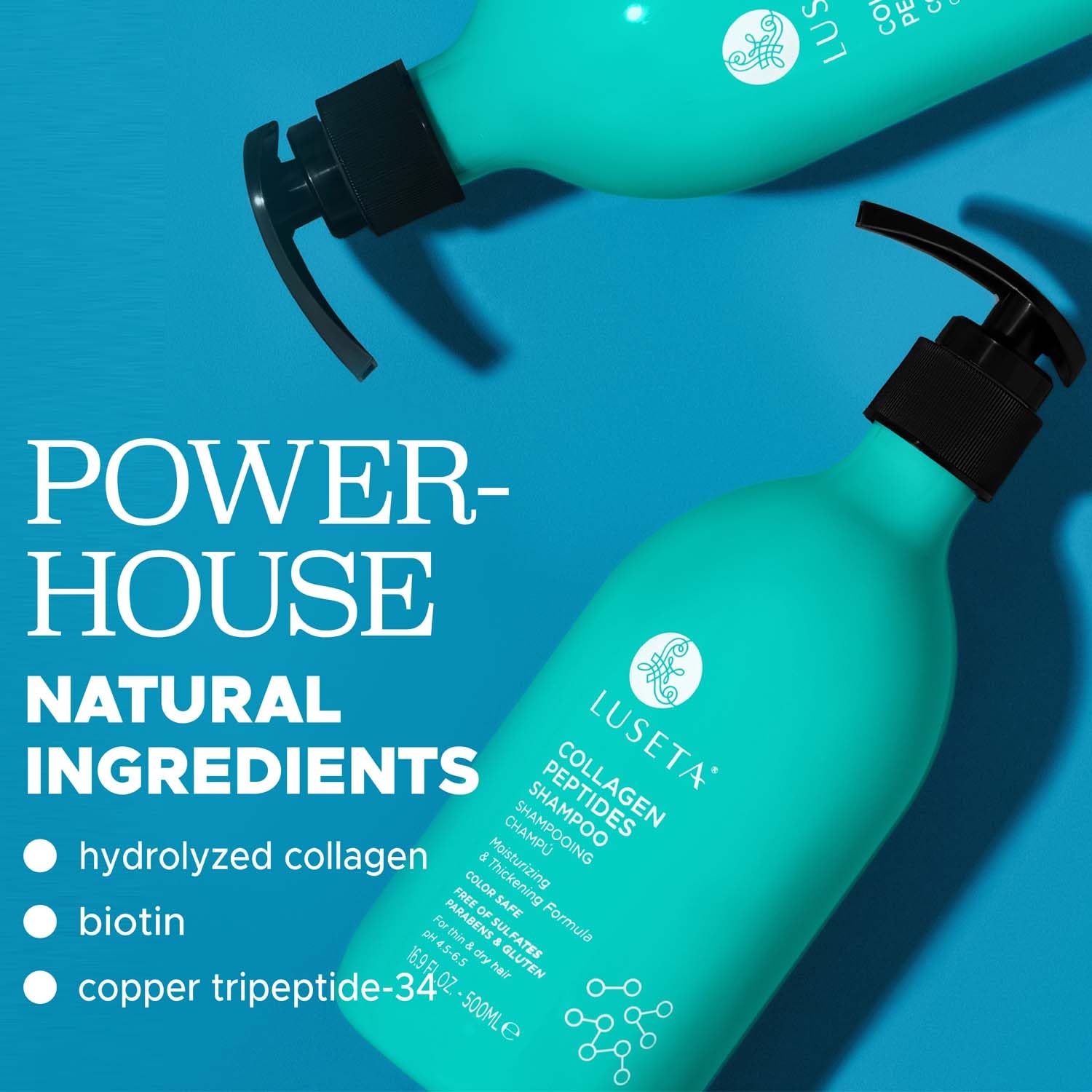 Luseta cheveux volumineux après lavage, apparence plus dense et brillant.