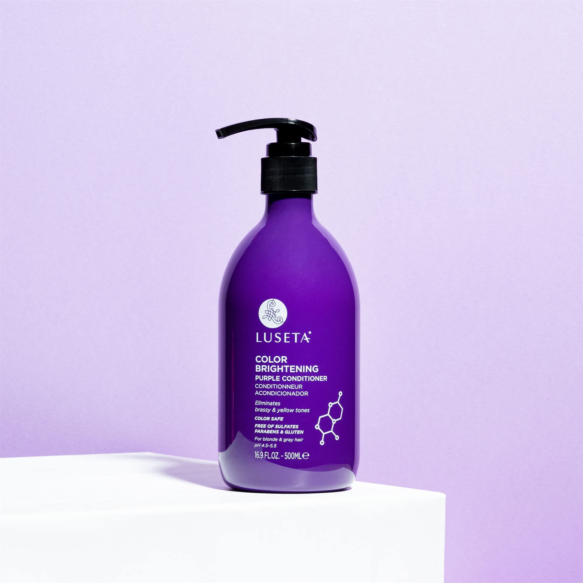 Emballage Luseta violet sans sulfates et non testé sur les animaux.