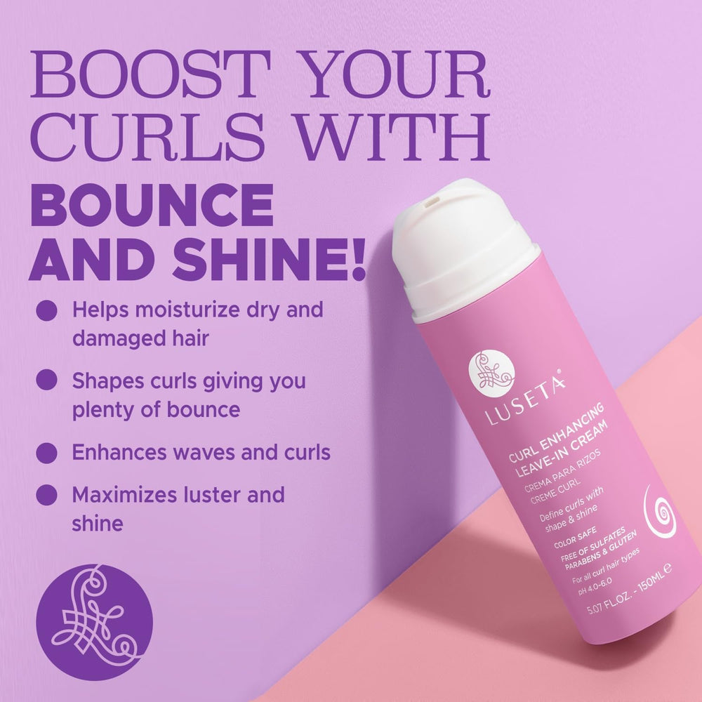 Crème Luseta anti-frizz et brillance pour cheveux bouclés.
