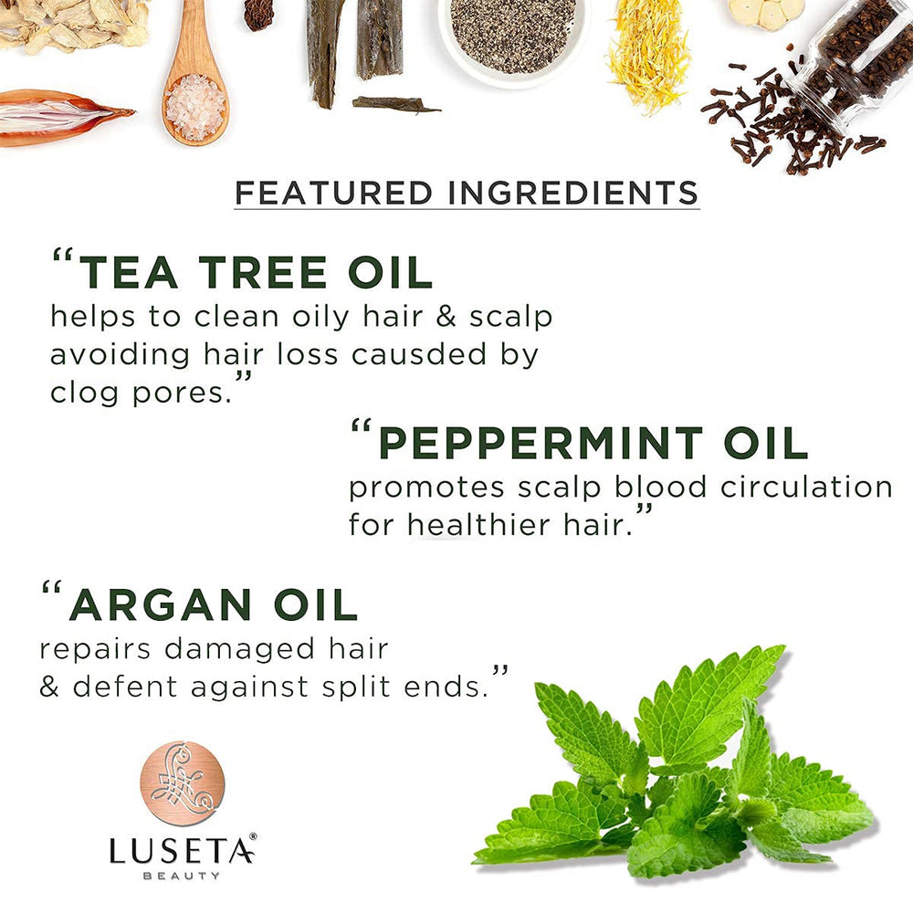 Cuir chevelu apaisé avec le shampoing Luseta Tea Tree Menthe.