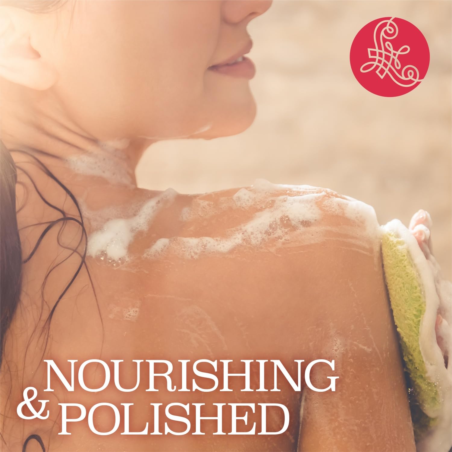 Hydrating droplets on skin after Luseta Pomegranate wash.
