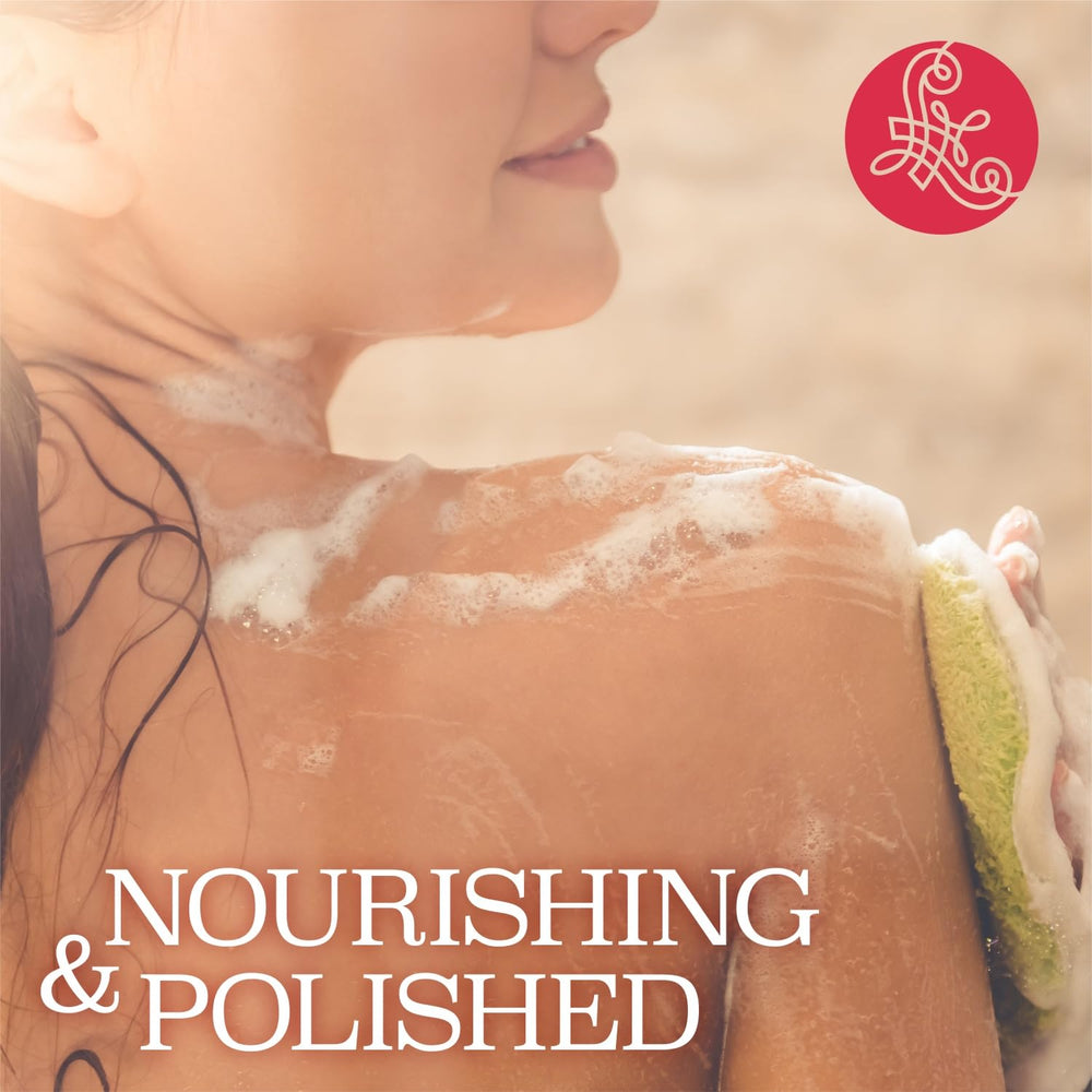 Hydrating droplets on skin after Luseta Pomegranate wash.