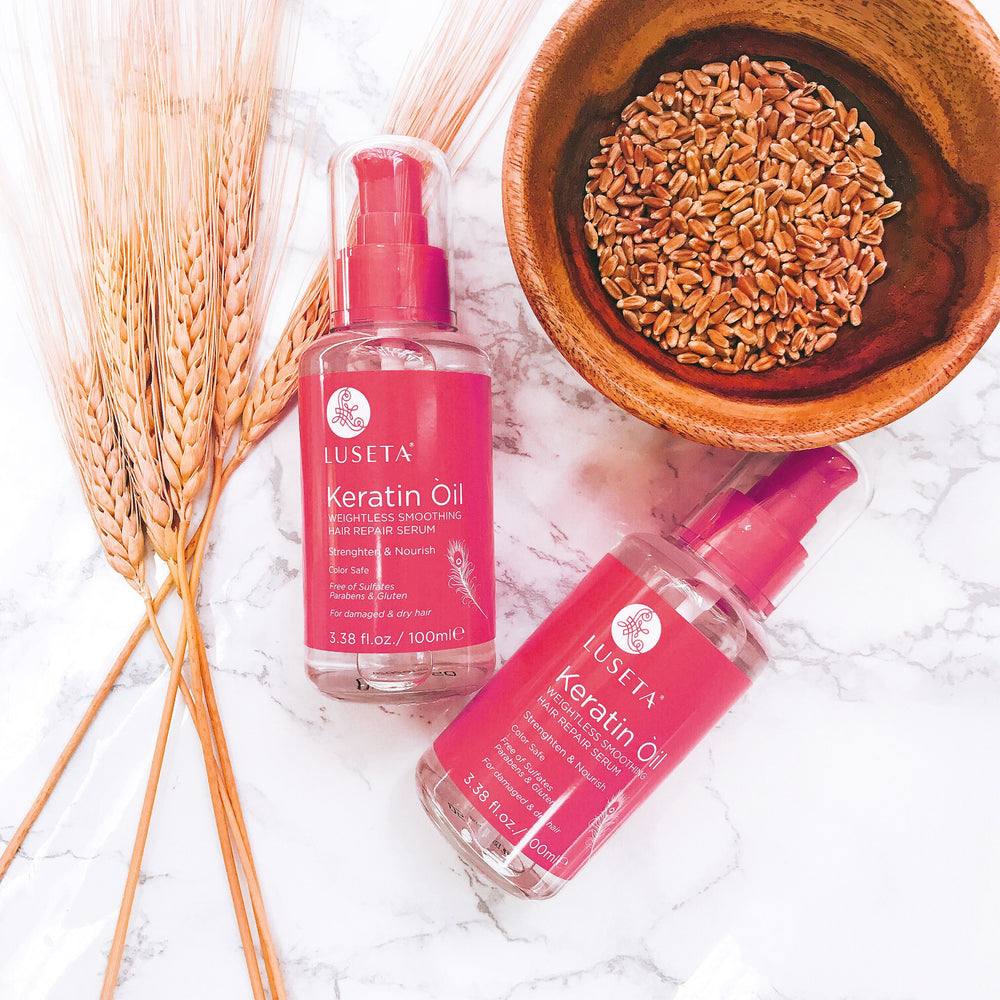 Sulfate-free and gluten-free Luseta Keratin Hair Oil Serum branding