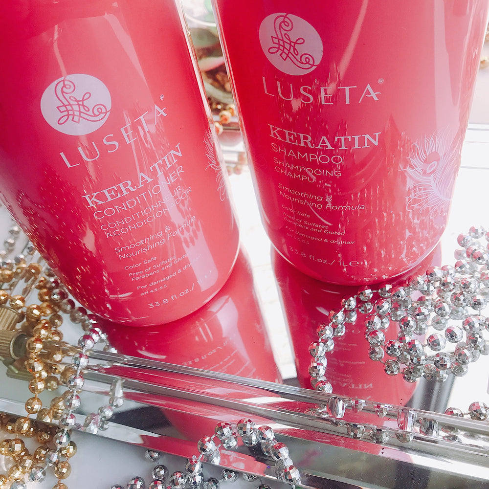 Cheveux brillants après utilisation du duo Luseta Keratin Smooth.