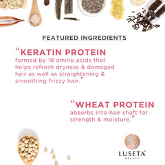 Texture crème du duo Luseta Keratin Smooth enveloppant les longueurs.