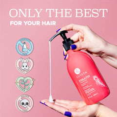Brillance retrouvée sur cheveux teints après l'utilisation du Luseta Keratine Shampoo.