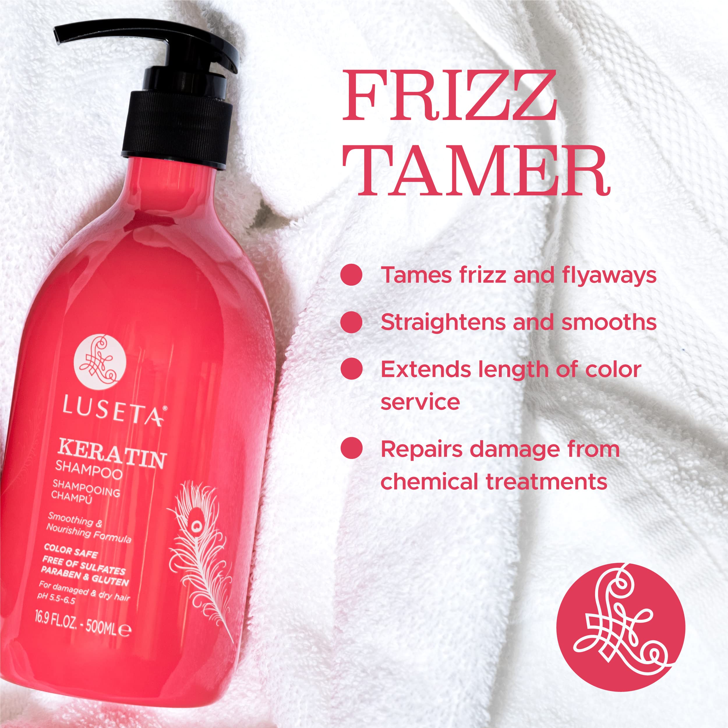 Texture crémeuse du Luseta Keratine Shampoo favorise une douceur durable.