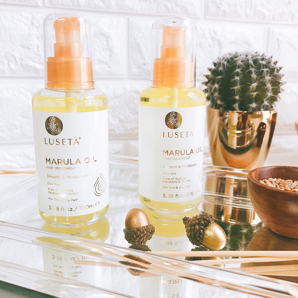 Luseta Marula Oil Hair Treatment dispensing pump makes measuring easy for daily use
