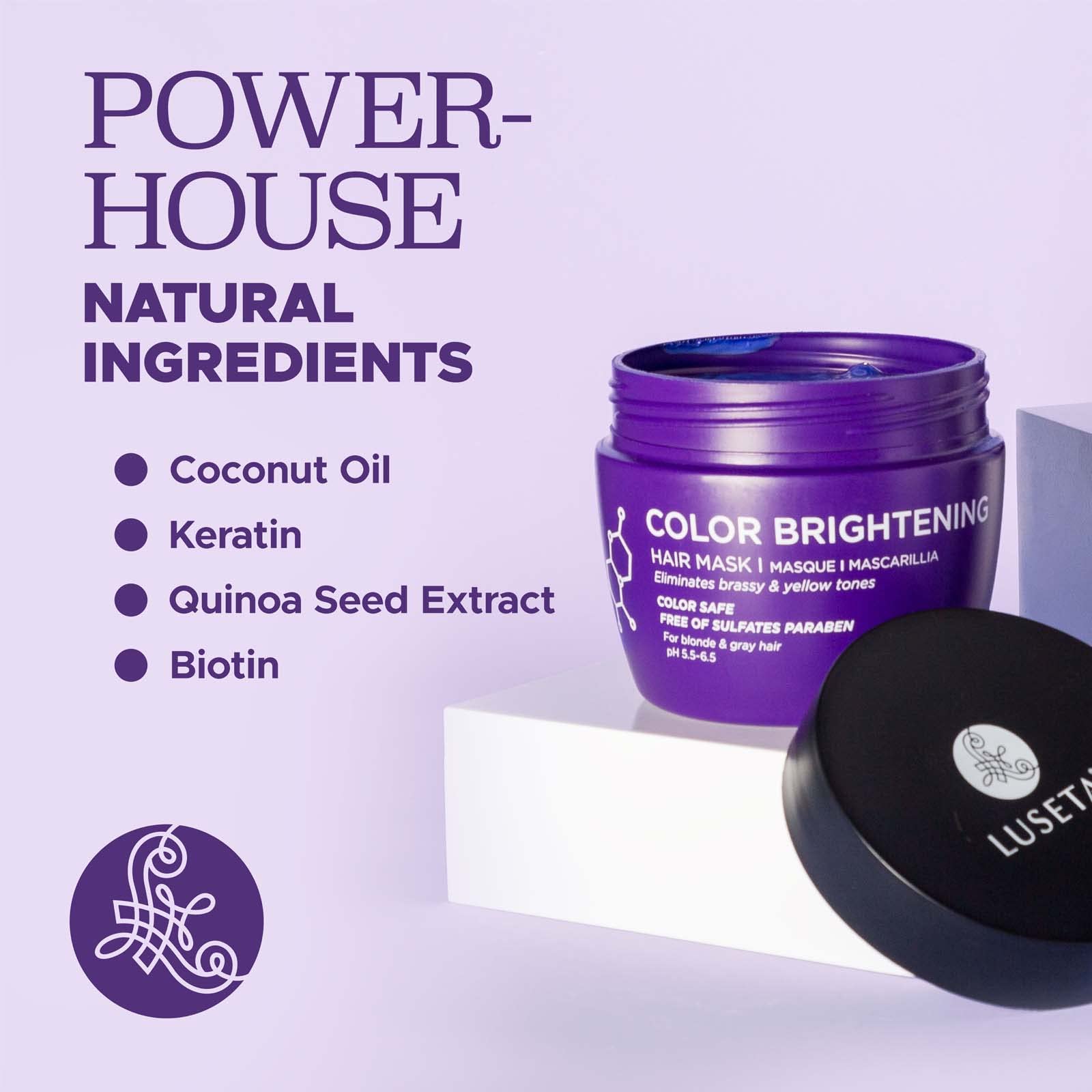 Luseta masque-cheveux-violet-nourrissant-protections-couleur protège la couleur et nourrit les mèches délicates.