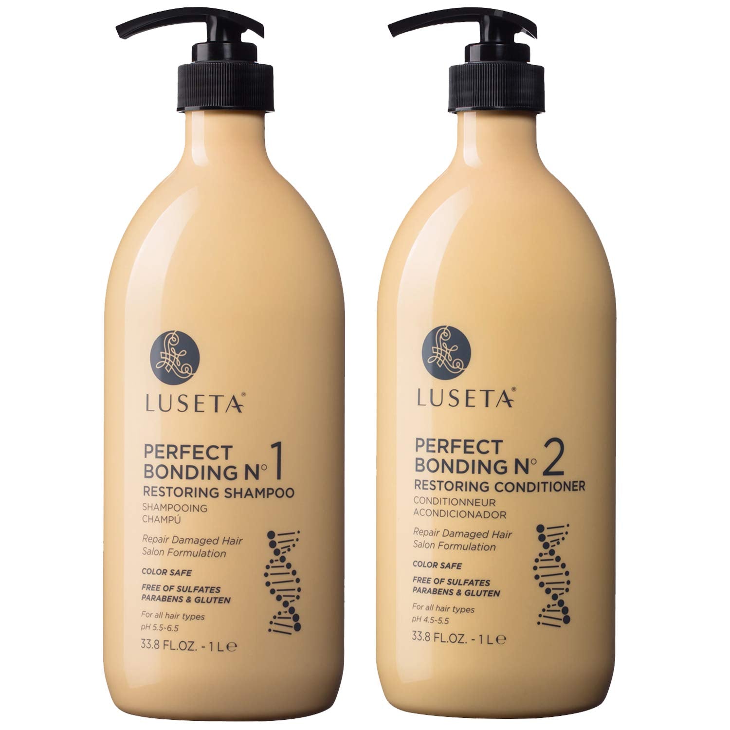 Shampooing Luseta Perfect Bonding, bouteille élégante, soin doux pour tous les types de cheveux.