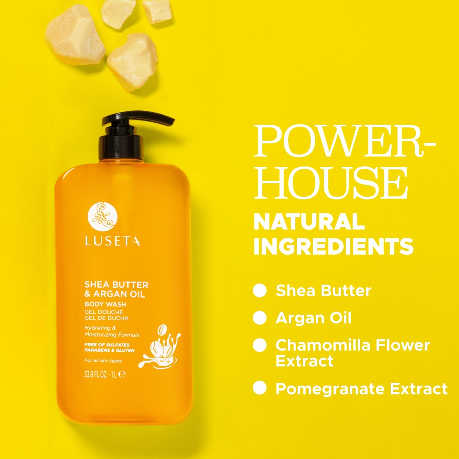 L Luseta pompe gel-douche, diffusion pratique.