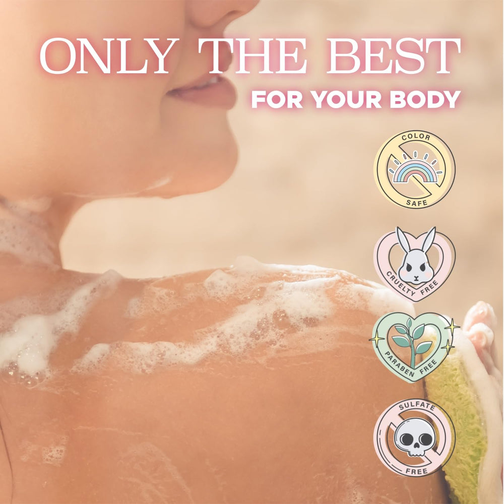 Luseta Rose Oil Body Wash label highlights premium cleansing experience