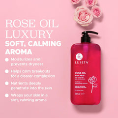 Luseta Rose Oil Body Wash with rose petals aroma for relaxing baths