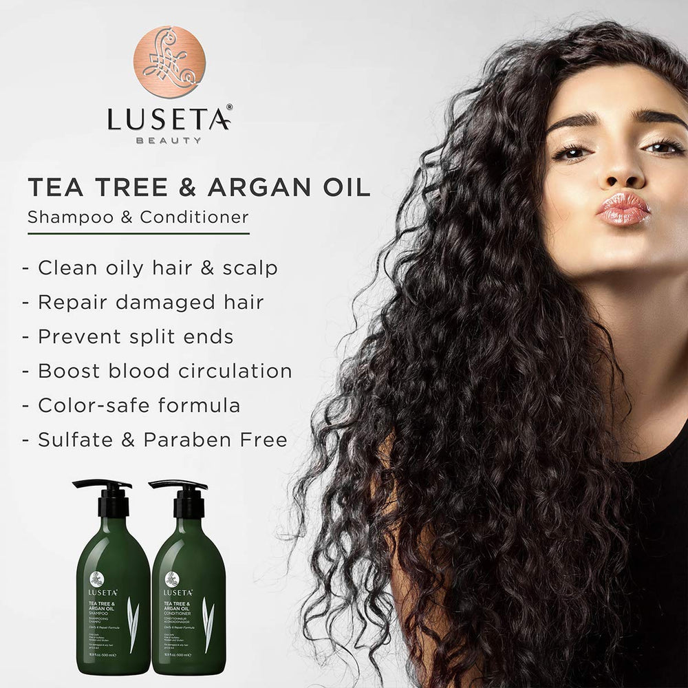 Shampoing Luseta arbre-a-the avec lavande, mousse apaisante et parfum relaxant.