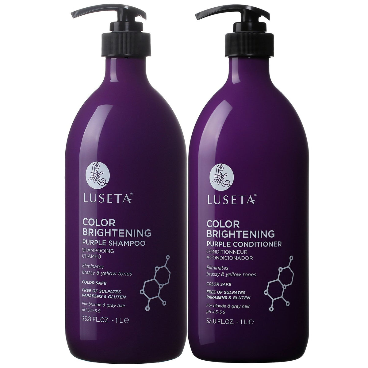 Shampoing violet Luseta en flacon, neutralise les reflets jaunes