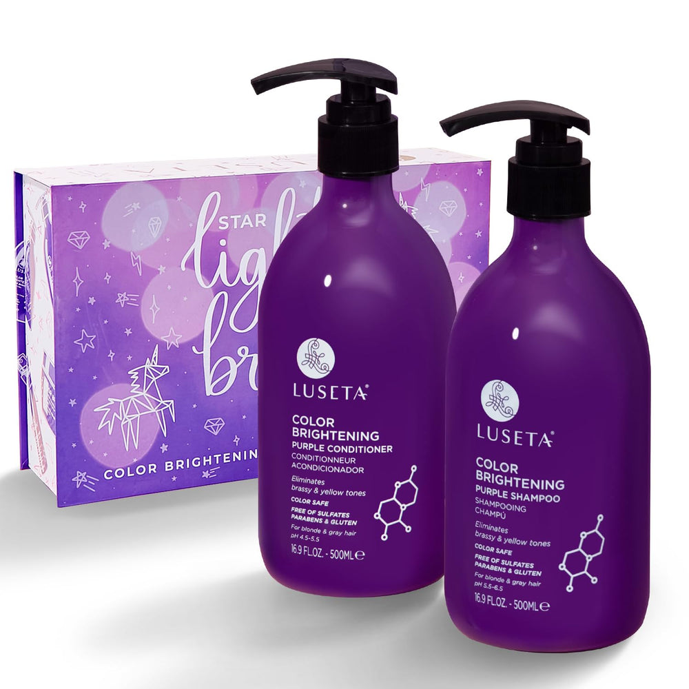 Luseta shampooing et après-shampooing violets visibles neutralisant les tons chauds.