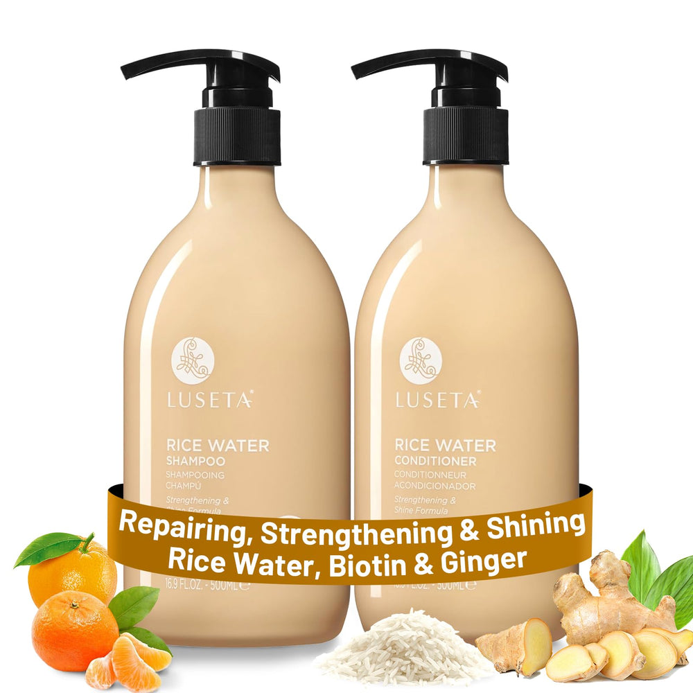 Shampooing Luseta eau de riz, bouteille, nettoie en douceur et prépare l'hydratation