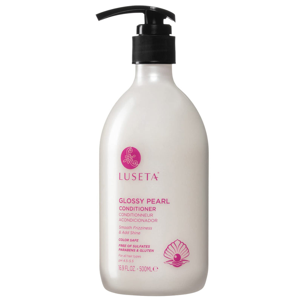 Luseta Glossy Pearl Conditioner bottle front showing premium shine promise for dull hair