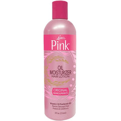 Luster's Pink Oil Moisturizer – bouteille originale, hydratation longue durée pour cheveux secs et colorés.