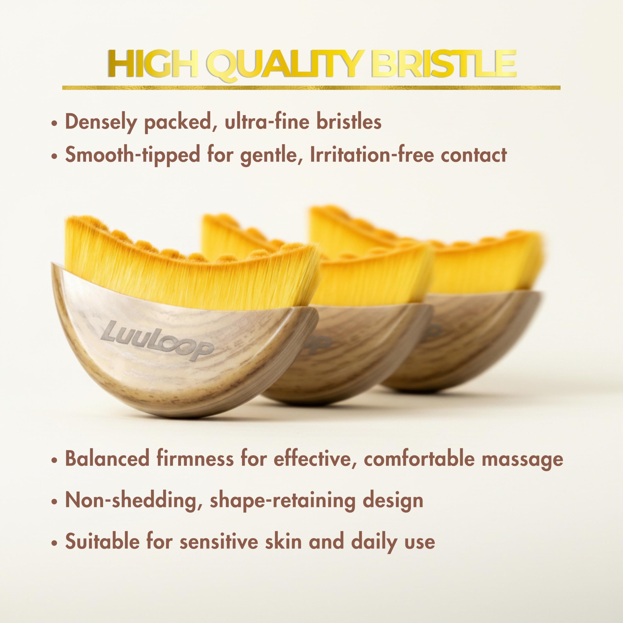 Brosse LuuLoop avec poignée ergonomique assure une prise en main confortable lors du massage.