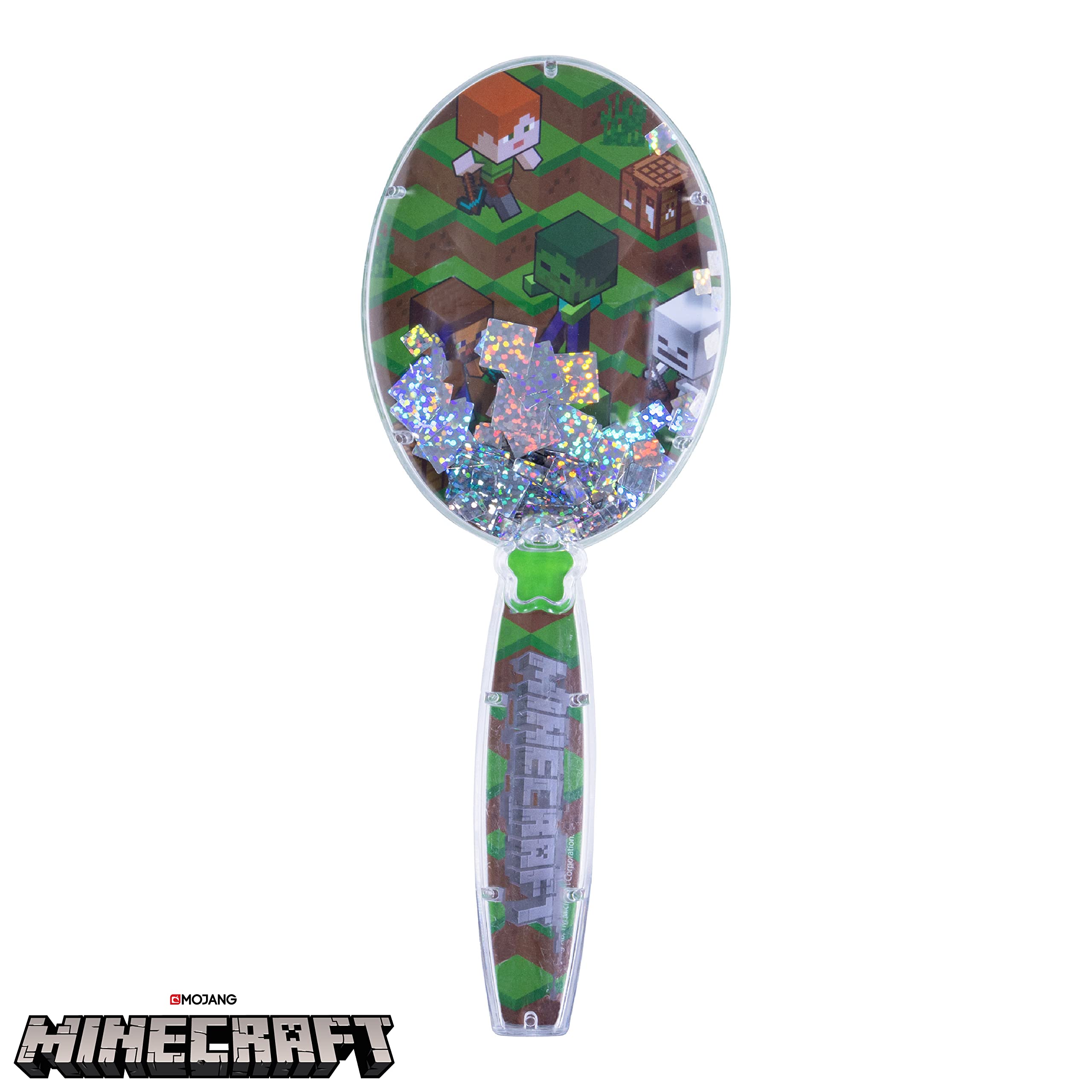 Brosse LUV HER Minecraft avec visage du personnage vert, routine ludique.
