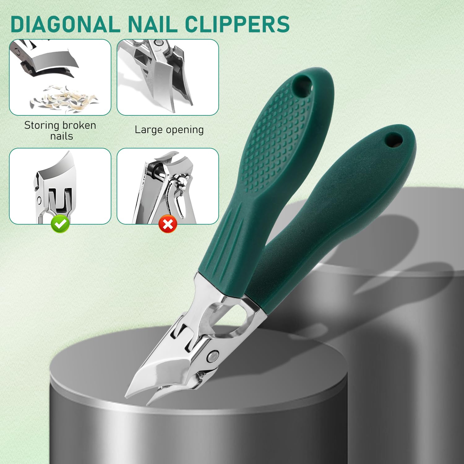 Luvandier lame courbée pour une coupe sûre des ongles inclinés.