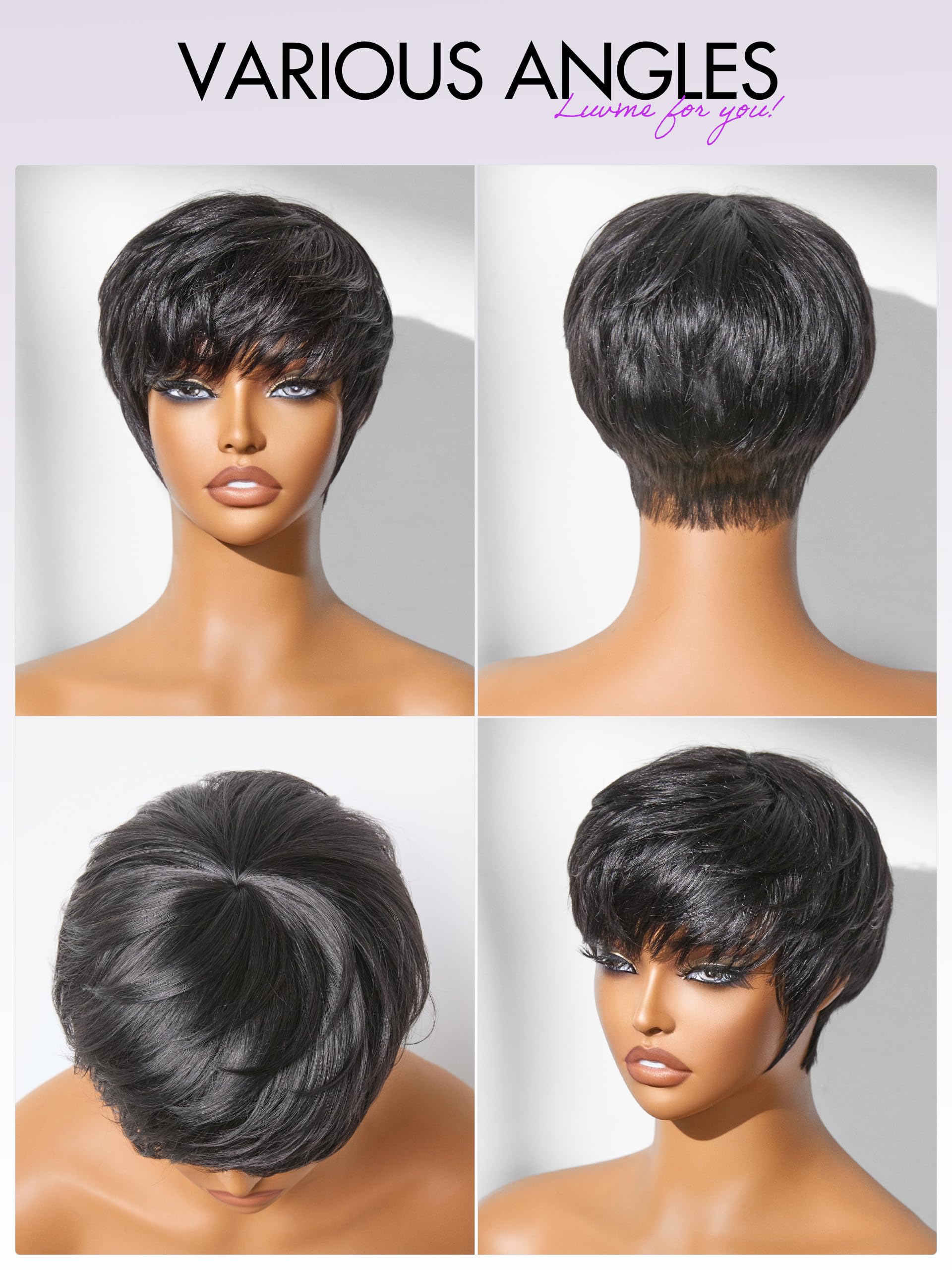 Perruque LUVME HAIR fibre humaine 100% naturelle, aspect réaliste et polyvalent.
