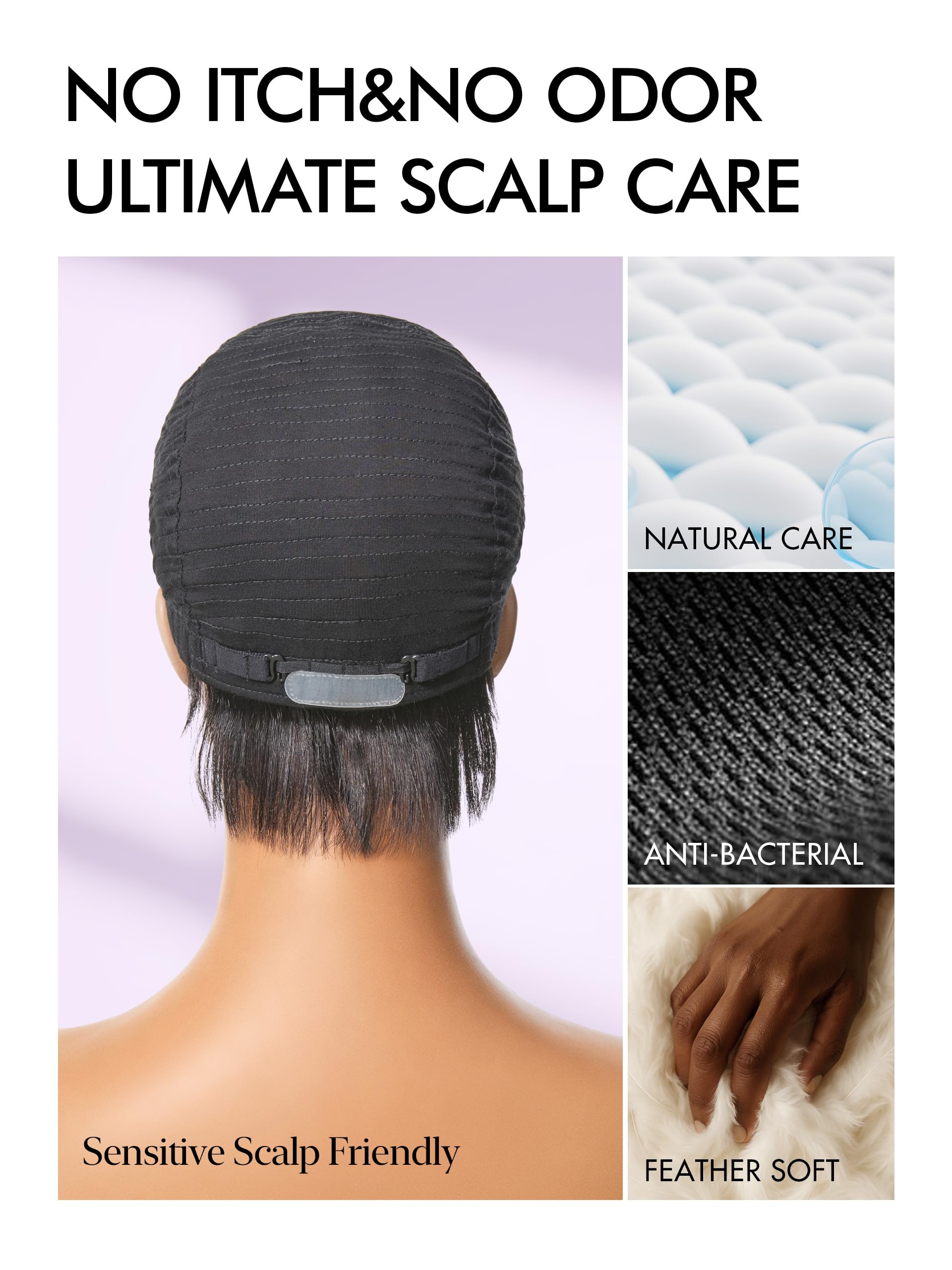 Perruque LUVME HAIR sans colle, cap confortable et ajustement sûr.