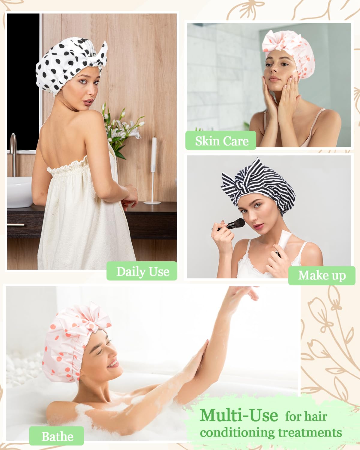 Capuchon douche Luvruitaky design mignon noeud, chic et etanche.