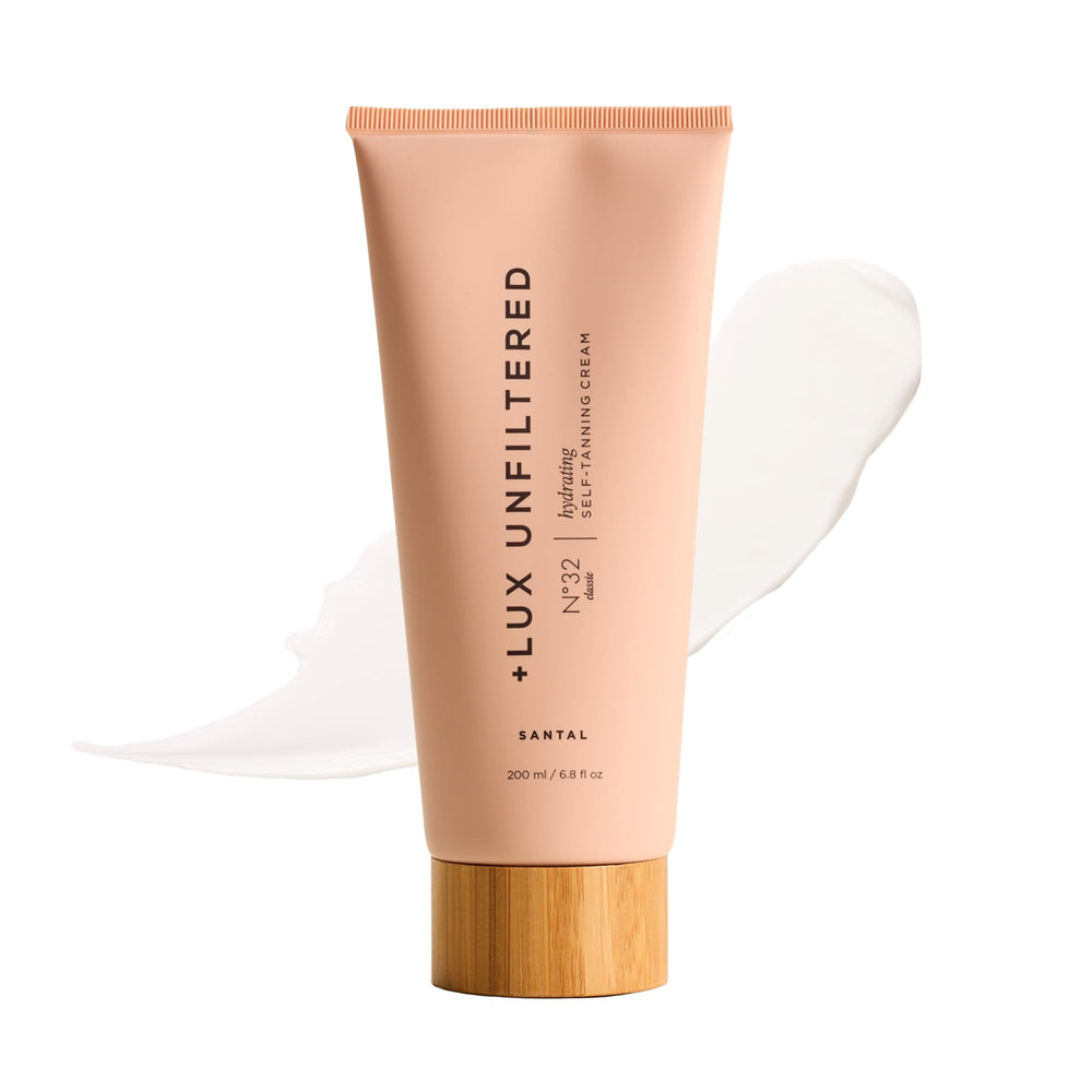 Lux Unfiltered N°32 auto-bronzant, flacon pompe, bronzage progressif sans soleil.
