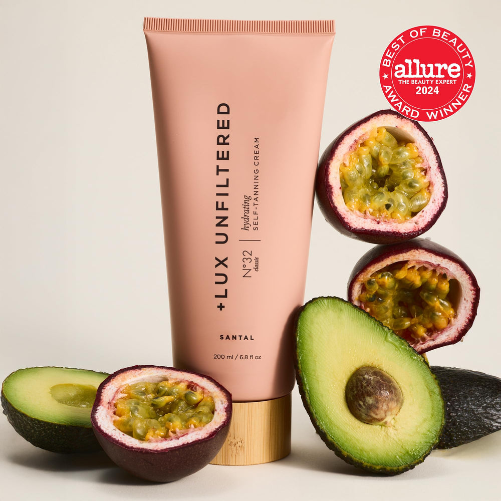 Texture crème hydratante Lux Unfiltered N°32 auto-bronzant avec soin pour la peau.
