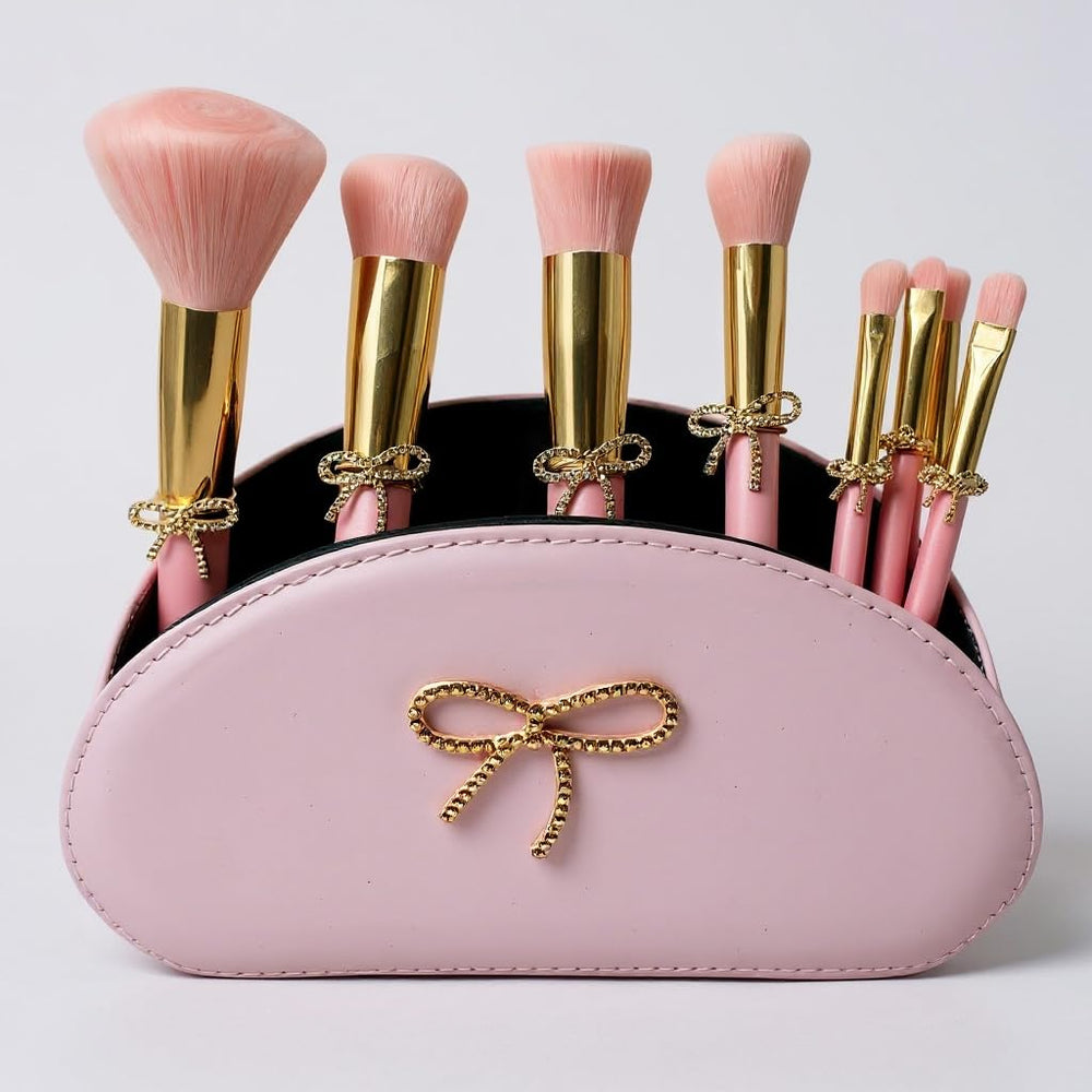 Luxape pinceaux maquillage avec noeud rose pour une application précise et fluide.