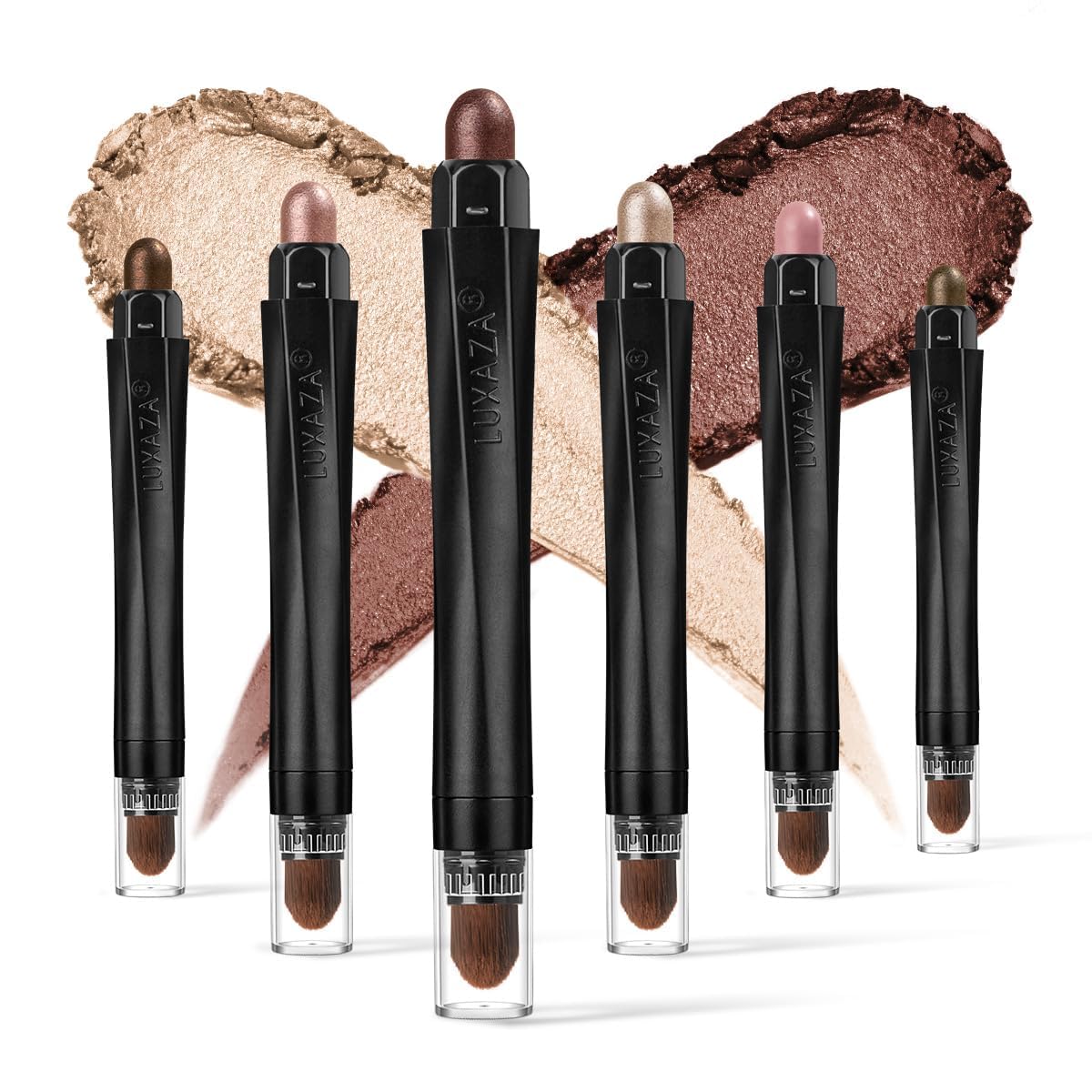 LUXAZA 6PCS Ombres crème neutres, palette prête pour un look quotidien durable.