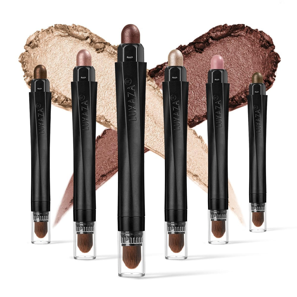 LUXAZA 6PCS Ombres crème neutres, palette prête pour un look quotidien durable.