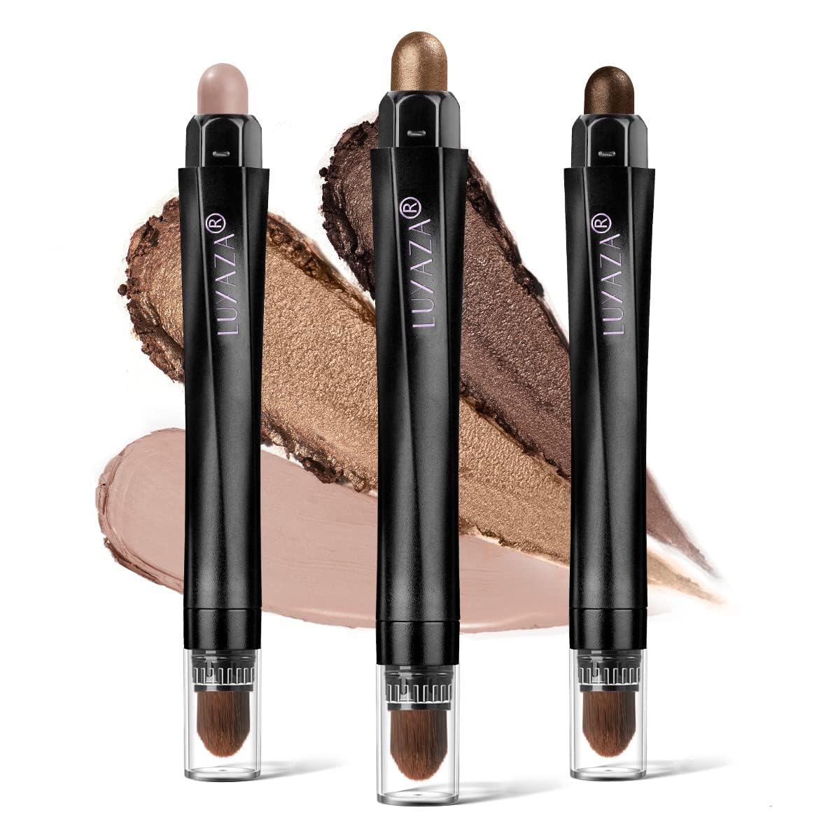 Luxaza crayon ombre mate brun, longue tenue et glisse douce.